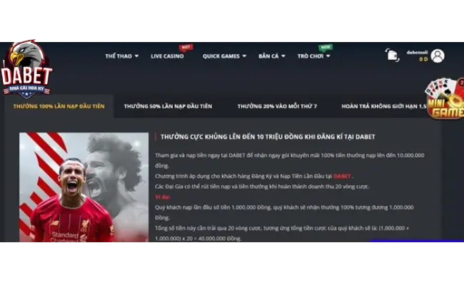Khuyến Mãi Cực Khủng Tại Dabet