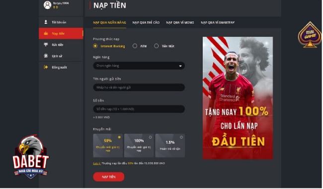 Cách nạp, rút tiền Dabet chi tiết, dễ thực hiện nhất