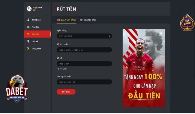 Cách nạp, rút tiền Dabet chi tiết, dễ thực hiện nhất